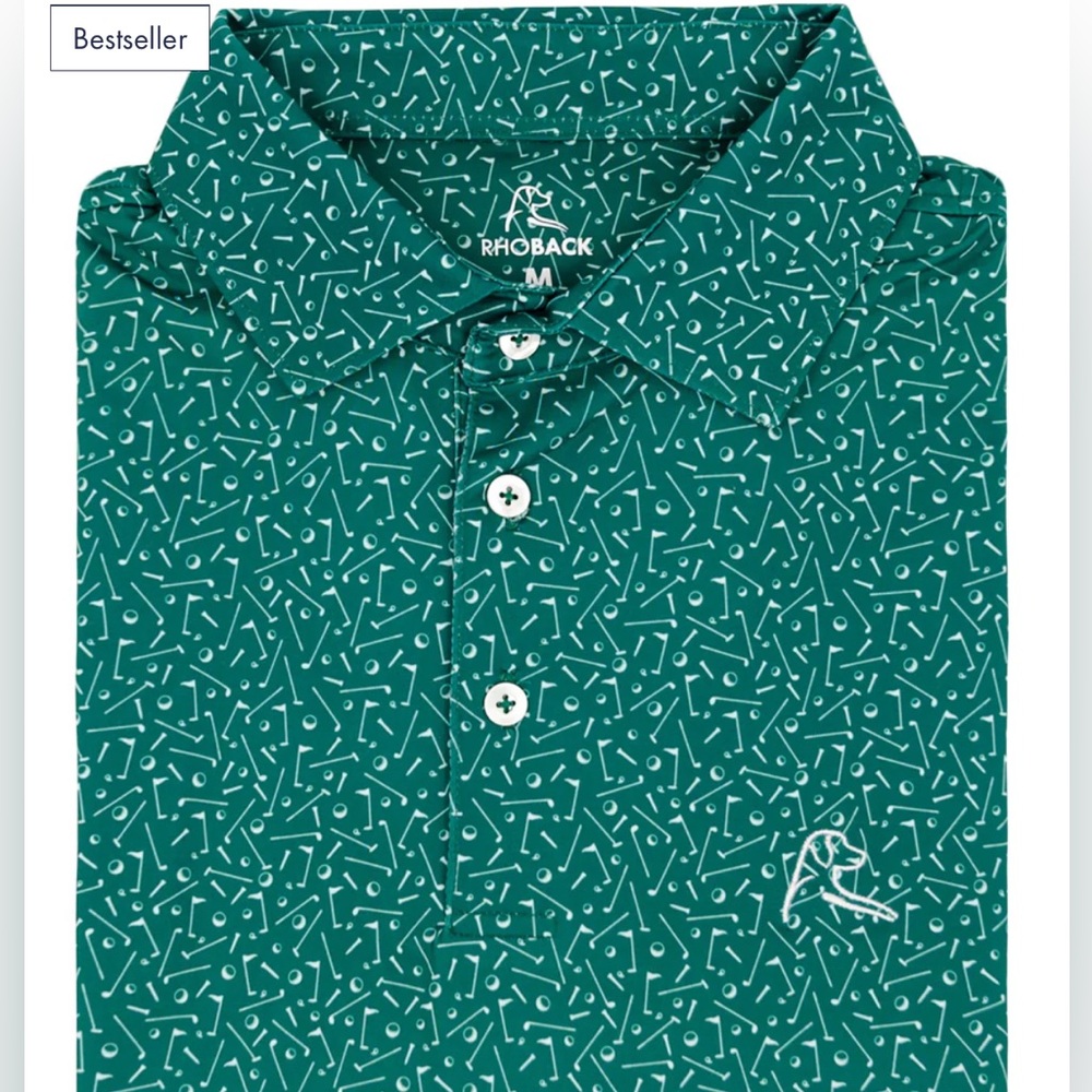 Rhoback XL Teal Geometric Men's Polo